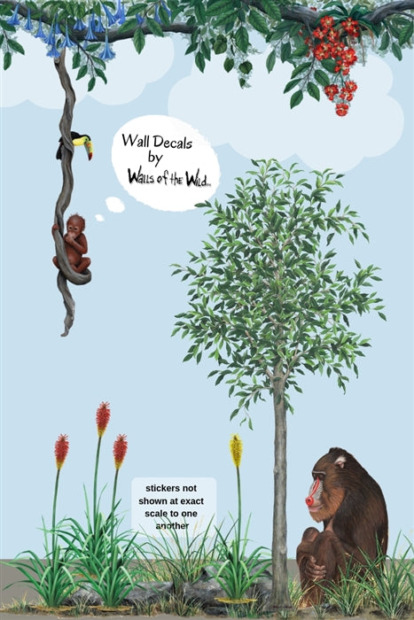 Orangutan & Toucan On A Vine Wall Decal (10 in. x 70 in.)