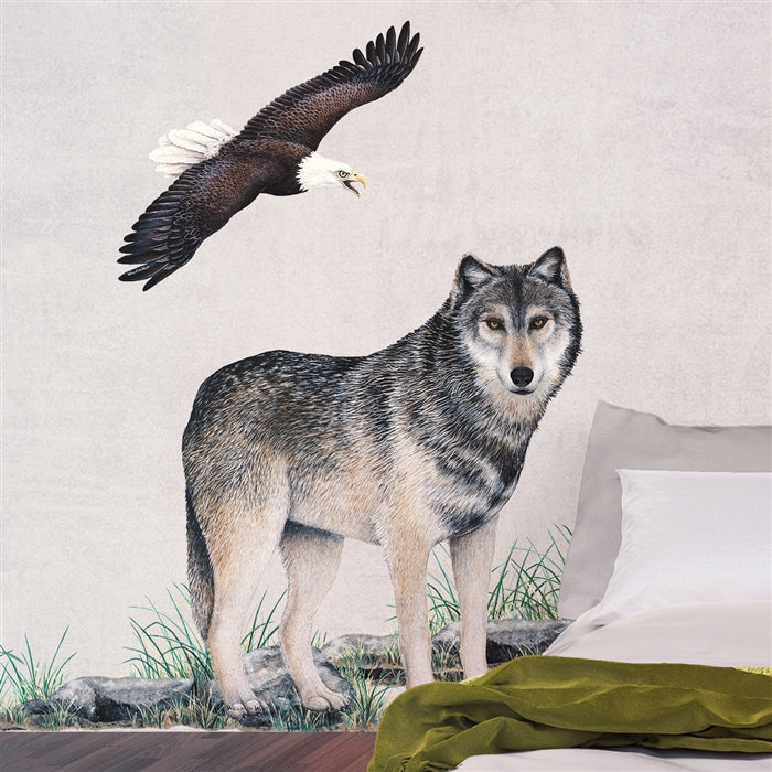 Gray Wolf Wall Decal (30 in. x 34 in.)
