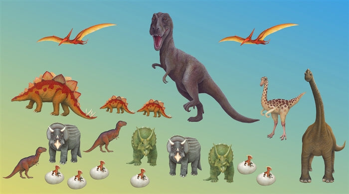 Dinosaur Economy Size Wall Decals Collection (19 Small Size Decals)