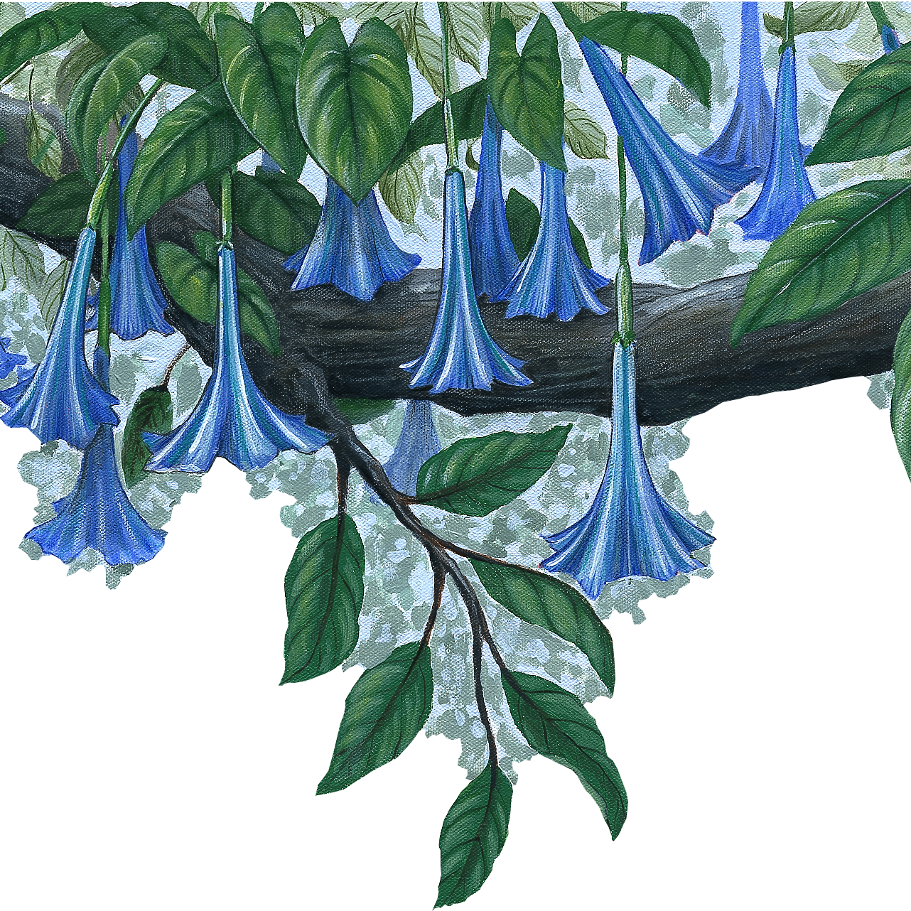 Blue Flower Vine Border Wall Decal (45 in. x 14 in.)